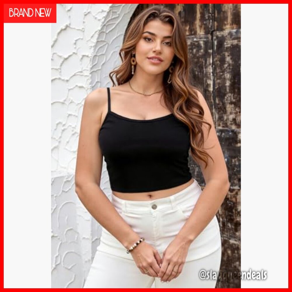 Plus Size Camisole 2-Pack Soft Knit Fitted Sleeveless Tank Tops - Picture 4 of 7